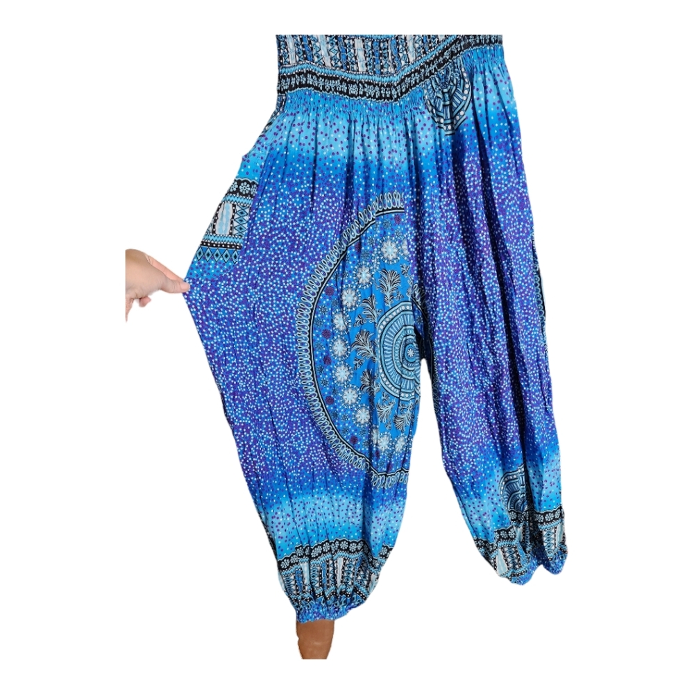 Harem pants with smocked waist.
